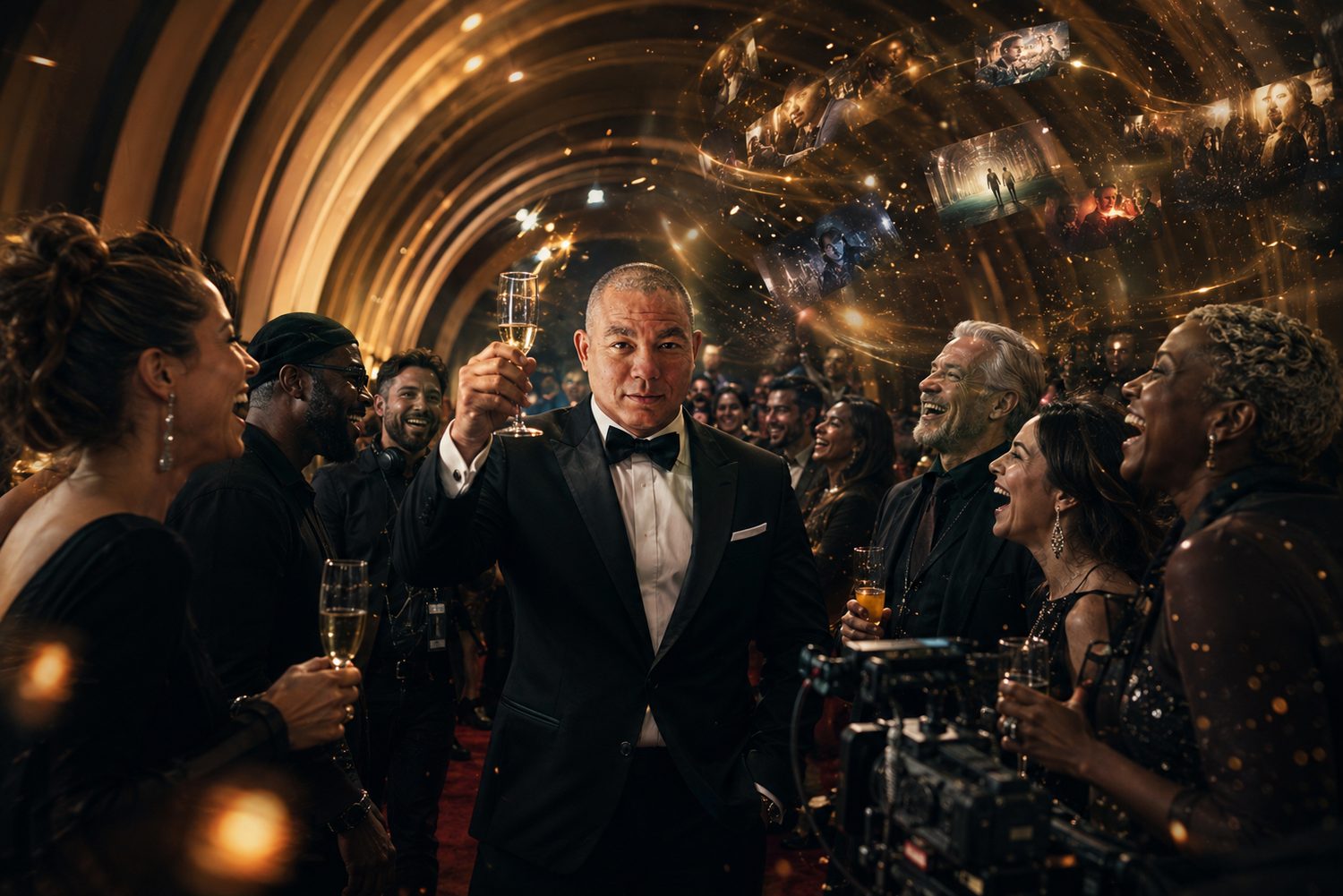 Devin Lockett celebrating at a film premiere